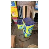 Buckets of cat litter some full some half some