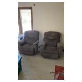 2 Grey Fabric Reclining Rocking Chairs approx 37ï¿½