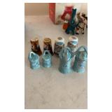 3 sets of salt and pepper shakers and oil and