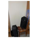 Suit cases  , chair and cat picture