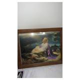 Framed religious lithograph  picture