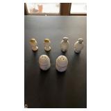 3 White Glass Salt and Pepper Shaker Sets