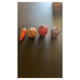 4 Salt & Pepper Shakers, Grapes, Apple, Walnut,