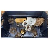 Tote with lid and miscellaneous light fixture