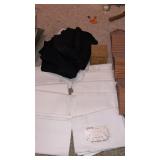 White and black table clothes , kitchen towels