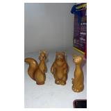 1950ï¿½s Faux wood animals squirrel , bear and cat