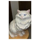 Large white, ceramic Persian cat figurine