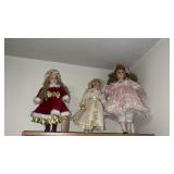 3 porcelain dolls