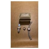 4 Items, 2 Watches Kathy Ireland, 1 Ring, 1 Glass