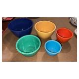 Set of 5 fiesta nesting bowls.  Light blue small