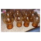 Set of 12 amber glasses
