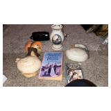 Miscellaneous decorative wall hangings , books ,