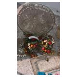 Glass punch bowl  with 7 cups , covered candy