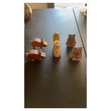 3 Salt & Pepper Shaker Wooden Sets, Bear, Statue,