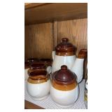 7 piece 3 tone set brown tea pot w lid 4 cups and