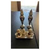 2 Salt & Pepper Shaker Sets, Metal, Teapots, Urns