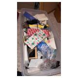 Tote with lid and  miscellaneous stuff