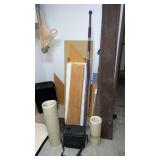 Miscellaneous lot of wood pieces , vinyl flooring