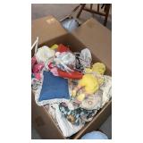 Box of doll clothes, dolls, accessories and more