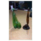 2 decorative pieces made out of  glass bottles