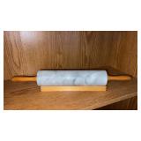 Marble rolling pin and wood stand