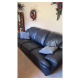 Blue leather Couch and chair set aprox