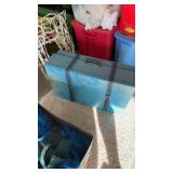 Lot of 2 blue card board boxes with handles and