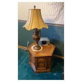 Hexagonal Wooden Storage Table approx 28" x 24" x