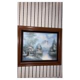 Framed and matted oil painting signed by artist