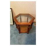 Hexagonal Wooden Table with Glass Top approx