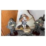 Clown painting on a slab of agate  signed