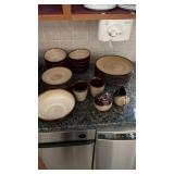 Set of Sango Nova Brown China, Plates, Bowls,