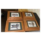 Framed and matted bird pictures each picture in