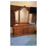 Wooden Dresser with Mirror approx 65.5" x 18" x