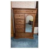 Wooden Chifforobe Dresser with Mirror and Drawers