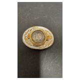 Western-Style Belt Buckle Peace Silver Dollar