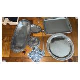 Coasters, candle, snuffer, platters and morep