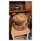 Footstool with two matching pillows