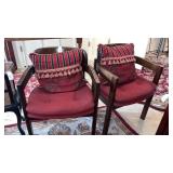 2 Wooden chair with armrest and decorative pillow