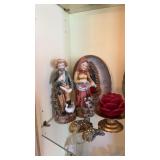 Beautiful grouping of ceramic figuers, glass