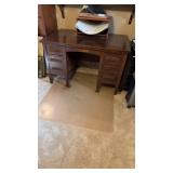 Antique solid wood desk looks to be a library