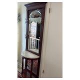 Walnut hall tree stand  with mirror and granite