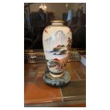 Japanese Satsuma Pottery Vase with Stand