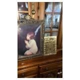 Metal framed picture of little girl praying