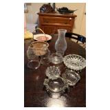 Beautiful grouping of decor including glass