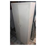 Metal 2 door cabinet in basement  approximately