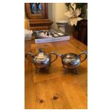 Silver plated sugar and creamer
