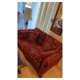 Red Fabric Loveseat approx 59ï¿½ x 35ï¿½ x 28ï¿½
