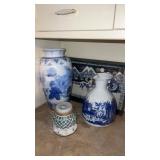 Beautiful group of white and blue porcelain and