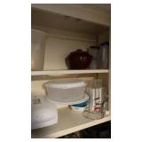 Cabinet lot of misc including electric grill and